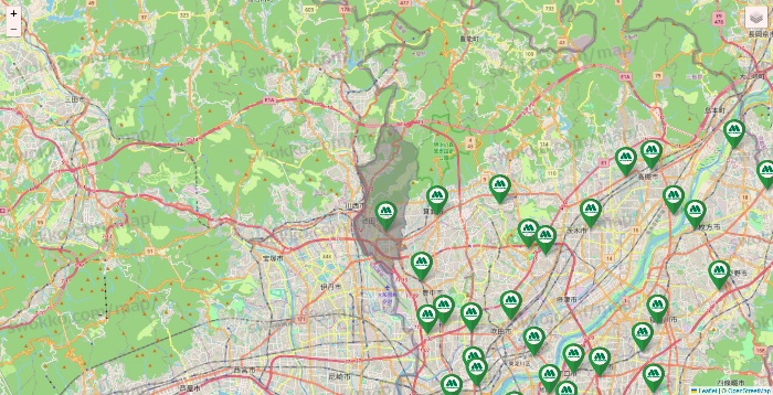 大阪府のモスバーガーの店舗地図
