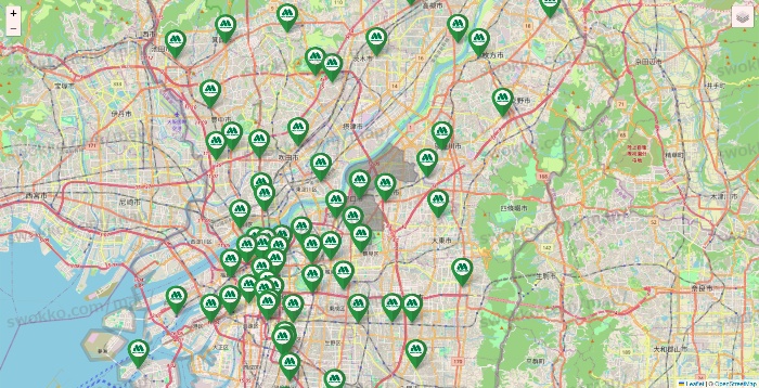 大阪府のモスバーガーの店舗地図