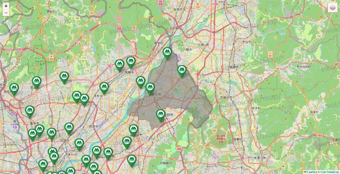 大阪府のモスバーガーの店舗地図