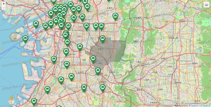 大阪府のモスバーガーの店舗地図