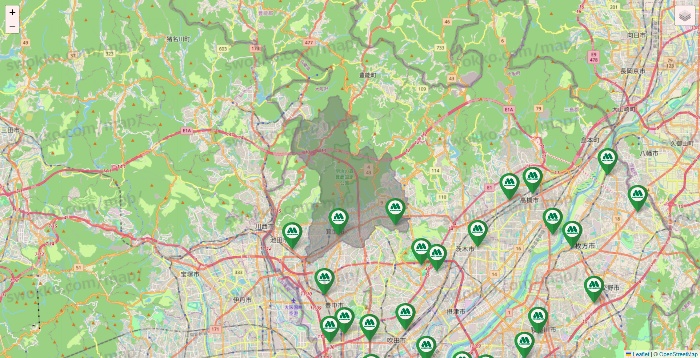 大阪府のモスバーガーの店舗地図