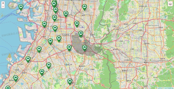 大阪府のモスバーガーの店舗地図