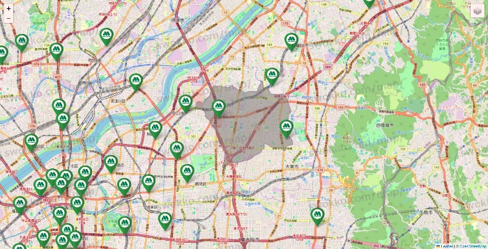 大阪府のモスバーガーの店舗地図
