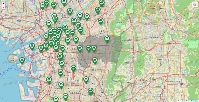 大阪府のモスバーガーの店舗地図