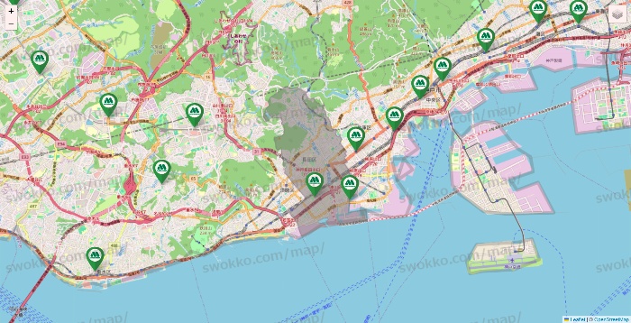 兵庫県のモスバーガーの店舗地図
