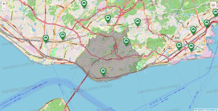 兵庫県のモスバーガーの店舗地図