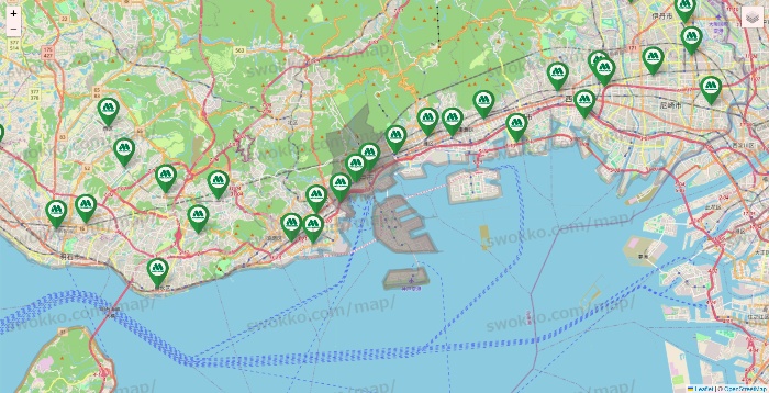 兵庫県のモスバーガーの店舗地図