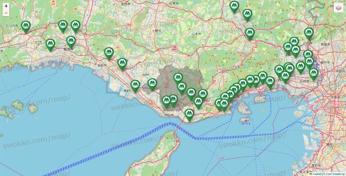 兵庫県のモスバーガーの店舗地図