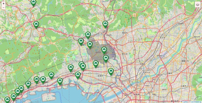 兵庫県のモスバーガーの店舗地図