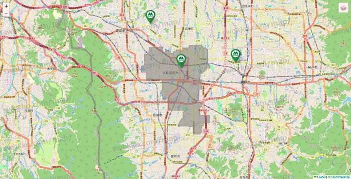 奈良県のモスバーガーの店舗地図