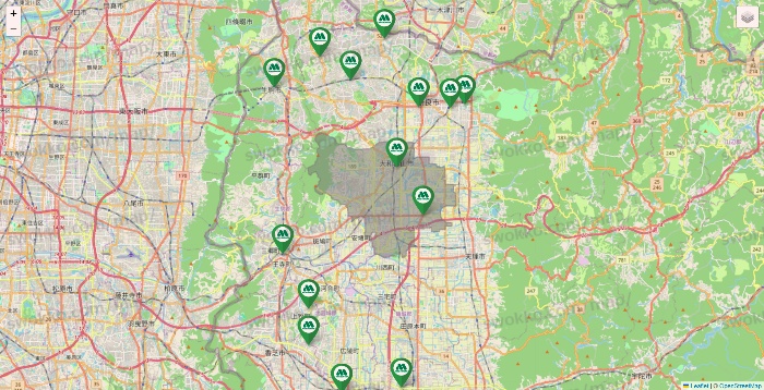 奈良県のモスバーガーの店舗地図