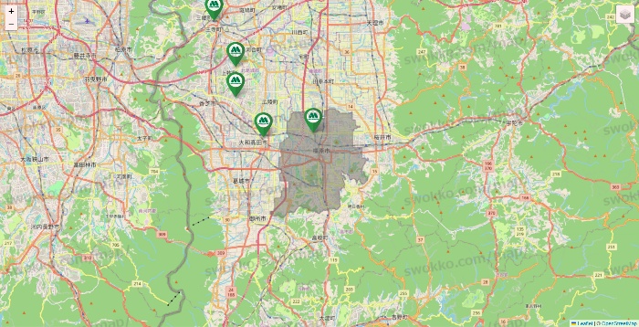 奈良県のモスバーガーの店舗地図