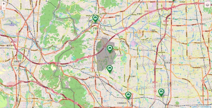 奈良県のモスバーガーの店舗地図
