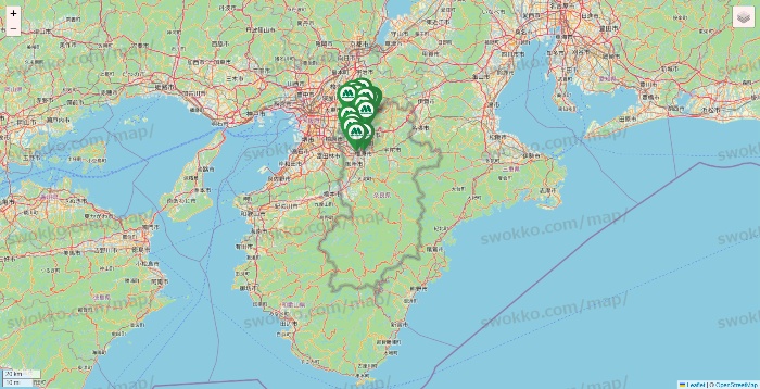 奈良県のモスバーガーの店舗地図