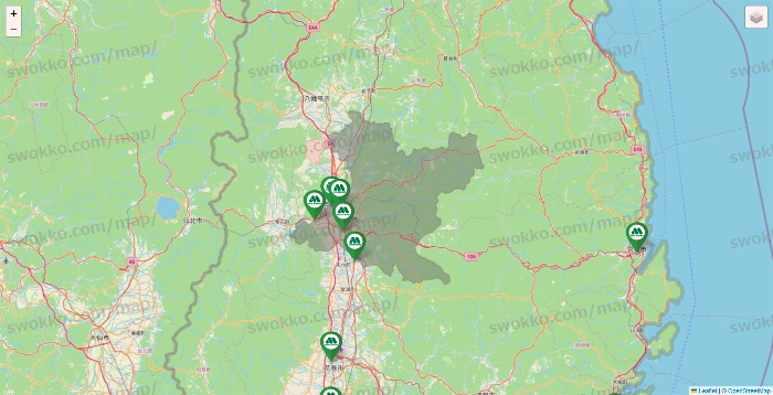 岩手県のモスバーガーの店舗地図
