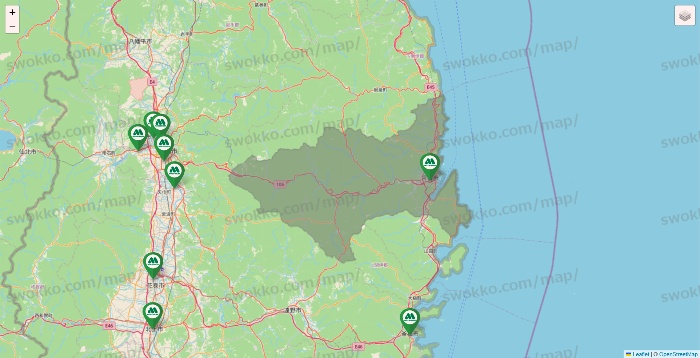 岩手県のモスバーガーの店舗地図