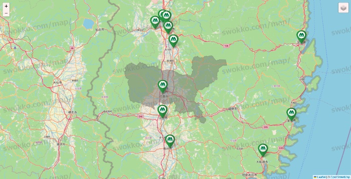 岩手県のモスバーガーの店舗地図