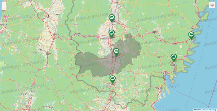 岩手県のモスバーガーの店舗地図