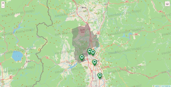 岩手県のモスバーガーの店舗地図
