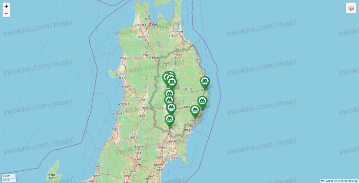 岩手県のモスバーガーの店舗地図