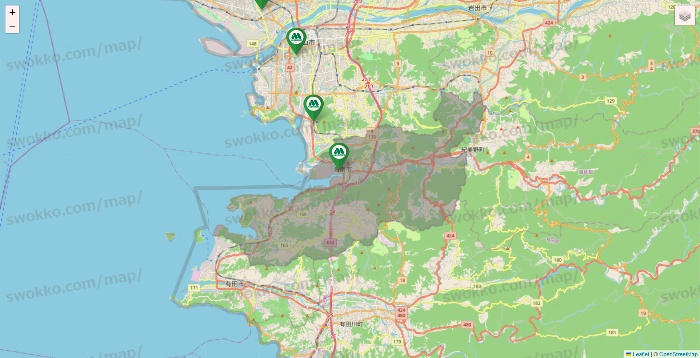 和歌山県のモスバーガーの店舗地図