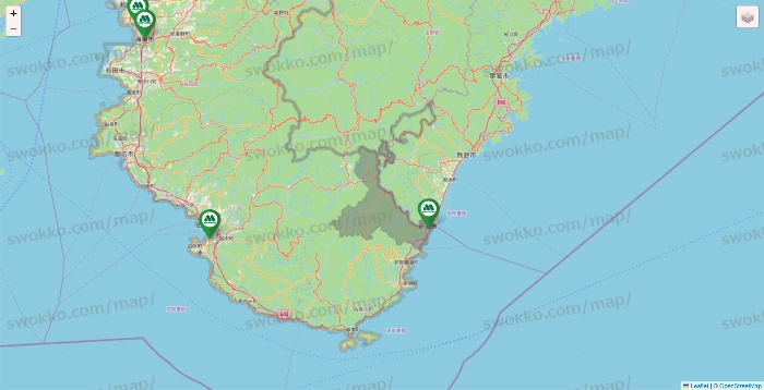 和歌山県のモスバーガーの店舗地図