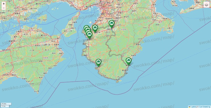 和歌山県のモスバーガーの店舗地図
