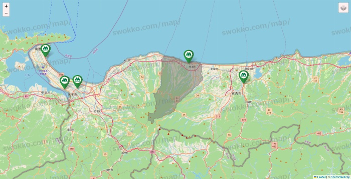 鳥取県のモスバーガーの店舗地図