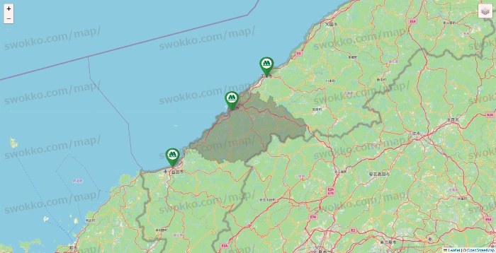 島根県のモスバーガーの店舗地図