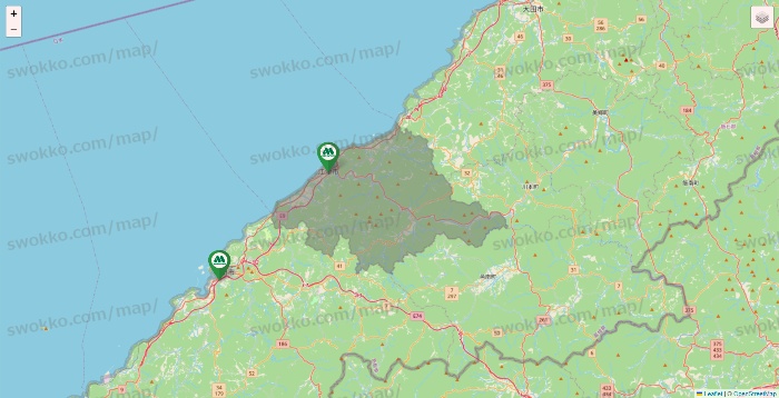 島根県のモスバーガーの店舗地図