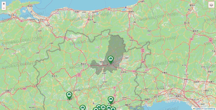 岡山県のモスバーガーの店舗地図