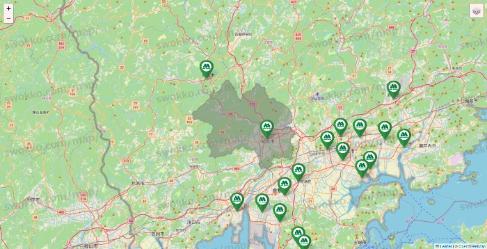 岡山県のモスバーガーの店舗地図