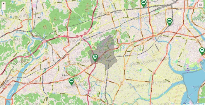 岡山県のモスバーガーの店舗地図