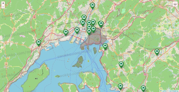 広島県のモスバーガーの店舗地図