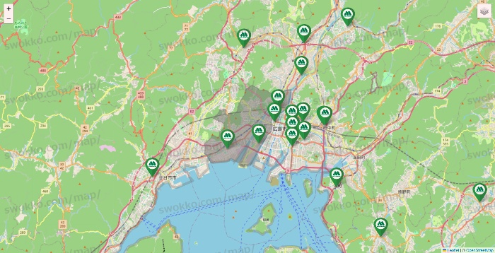 広島県のモスバーガーの店舗地図