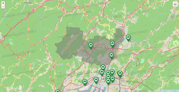 広島県のモスバーガーの店舗地図