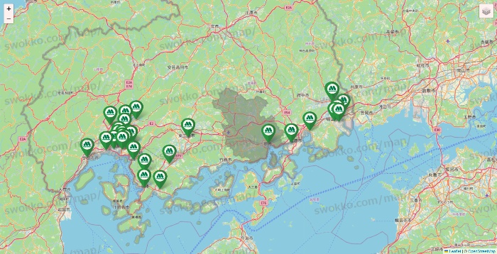 広島県のモスバーガーの店舗地図