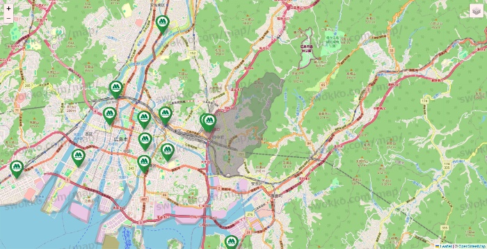 広島県のモスバーガーの店舗地図
