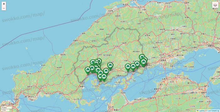 広島県のモスバーガーの店舗地図