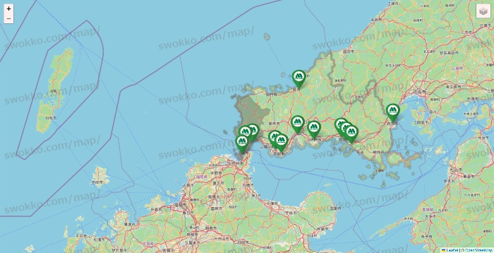 山口県のモスバーガーの店舗地図