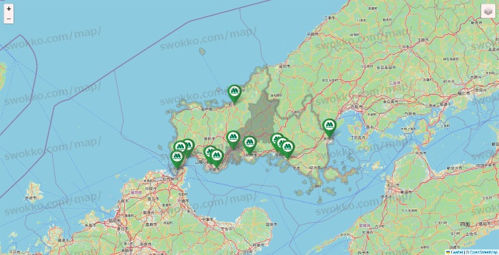 山口県のモスバーガーの店舗地図