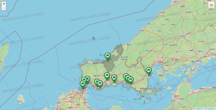 山口県のモスバーガーの店舗地図