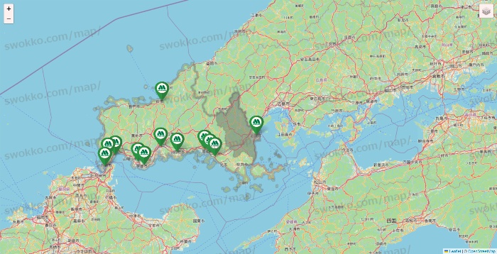 山口県のモスバーガーの店舗地図