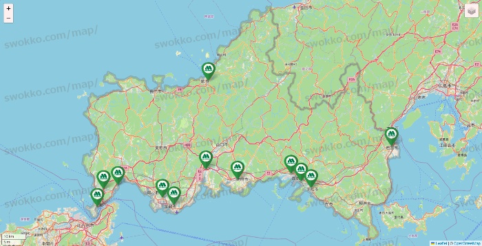 山口県のモスバーガーの店舗地図