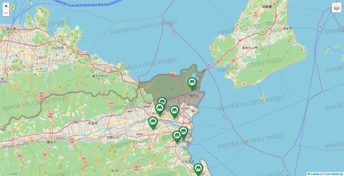 徳島県のモスバーガーの店舗地図