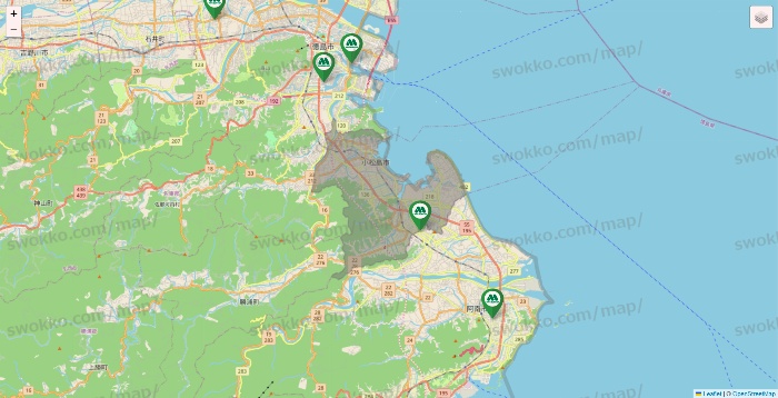 徳島県のモスバーガーの店舗地図