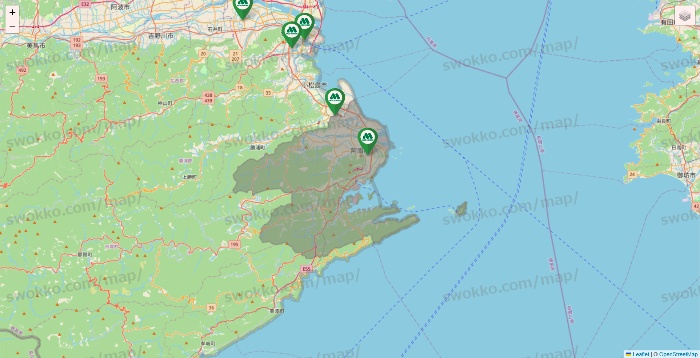 徳島県のモスバーガーの店舗地図