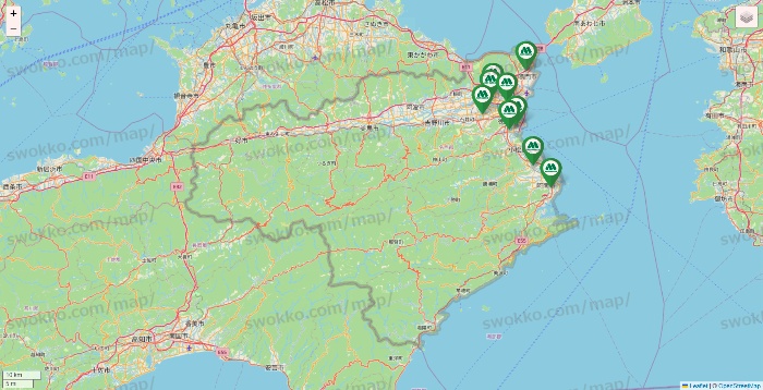 徳島県のモスバーガーの店舗地図