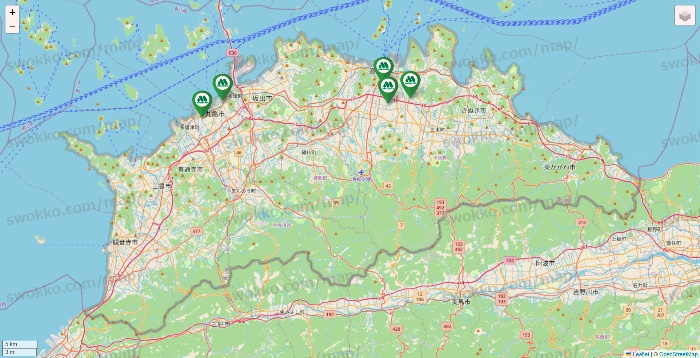 香川県のモスバーガーの店舗地図