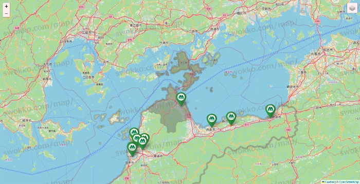 愛媛県のモスバーガーの店舗地図